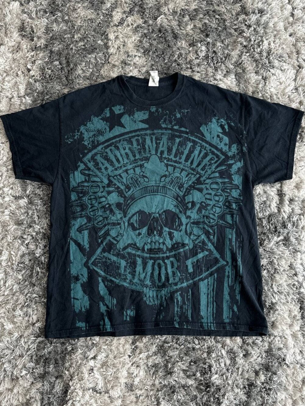 Adrenaline Men S Xl Mob Short Sleeve Graphic Y2K Skull T Shirt Sz XL